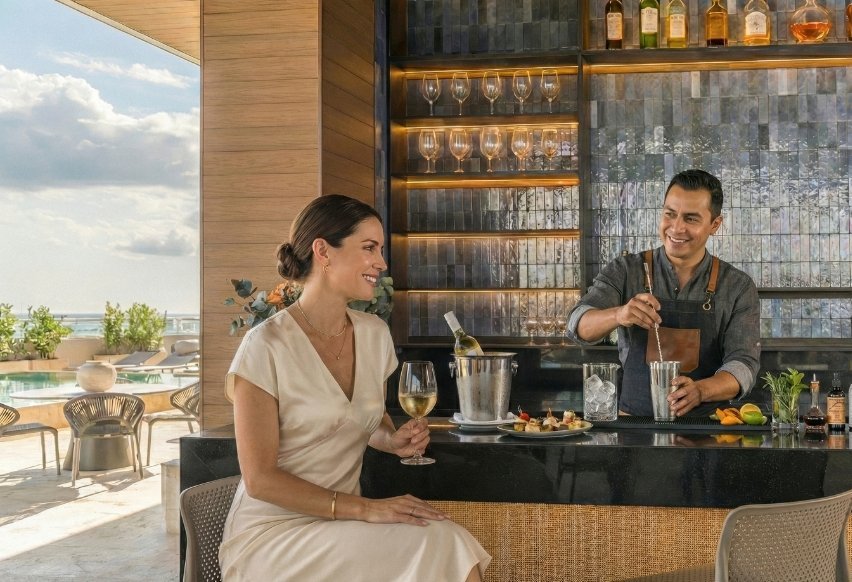 Rooftop con vistas y zonas de descanso.